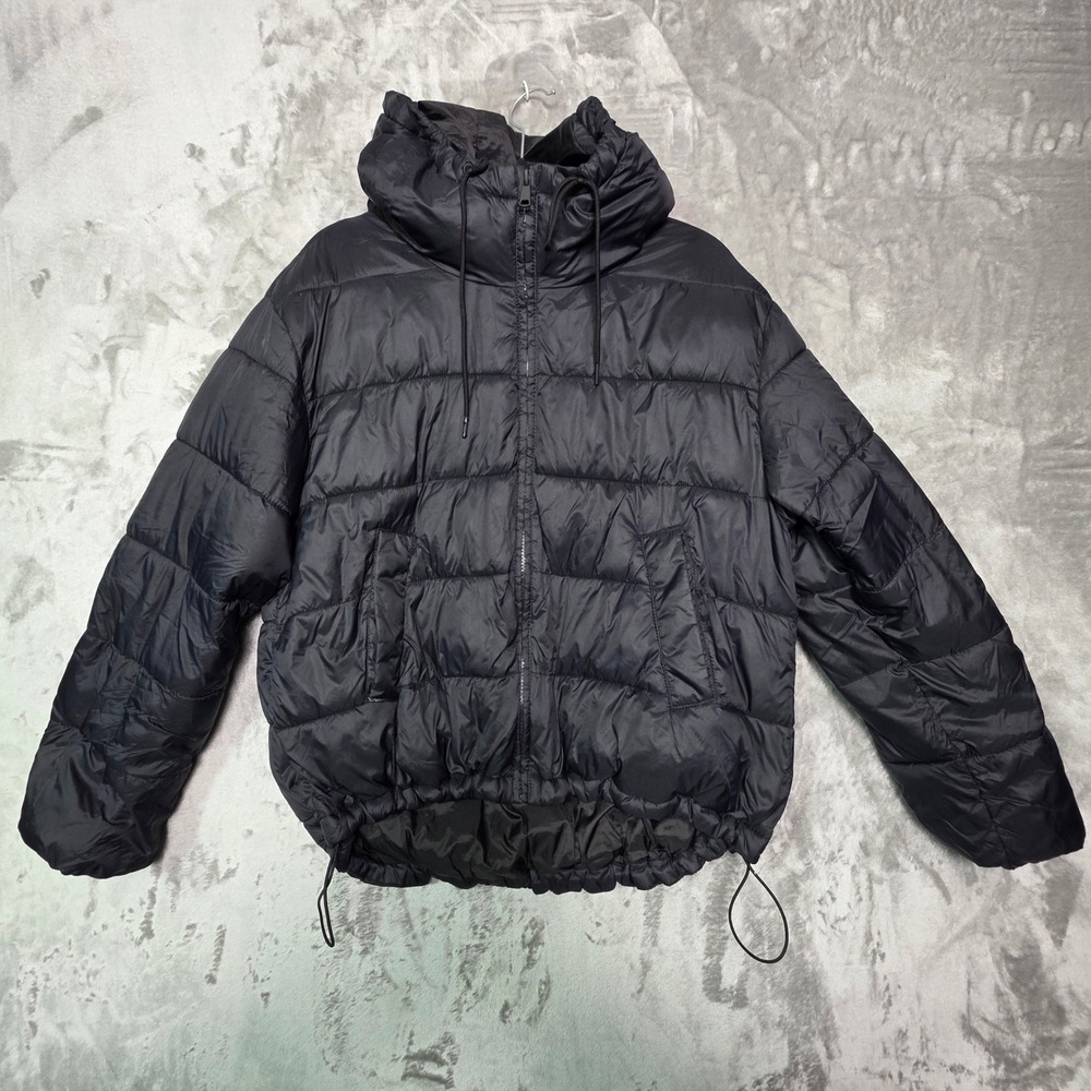 Gap Black Hooded Puffer Jacket PrimaLoft Water Resistant Recycled Nylon Small